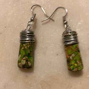 Green pierced earrings